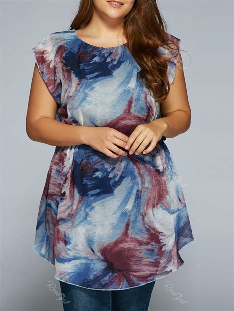 [37% OFF] Elastic Waist Printed Chiffon Dress | Rosegal