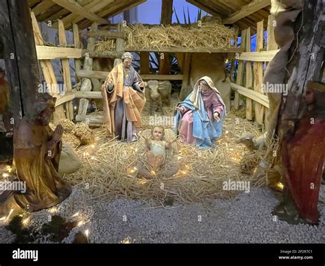 A Christmas Nativity scene in a church in Italy Stock Photo - Alamy