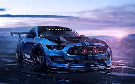 1366x768px | free download | HD wallpaper: blue racing car, sports car, Ford Mustang Shelby ...