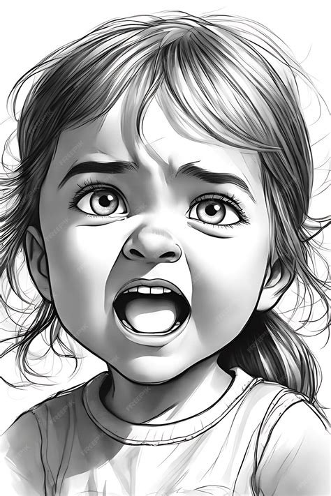 Premium AI Image | Emotive Child's Face Coloring Page Printable Pencil Sketch Draft