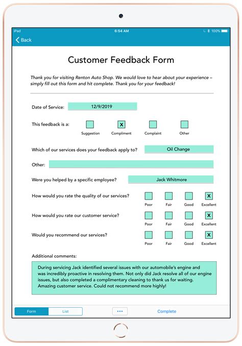 Customer Feedback Form Template Excel