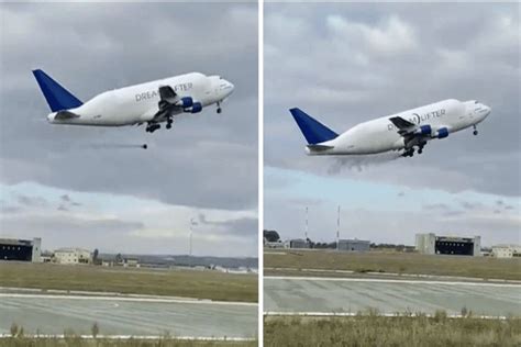 Viral Video Boeing 747 Dreamlifter Aircraft Loses Landing gear Tyre ...