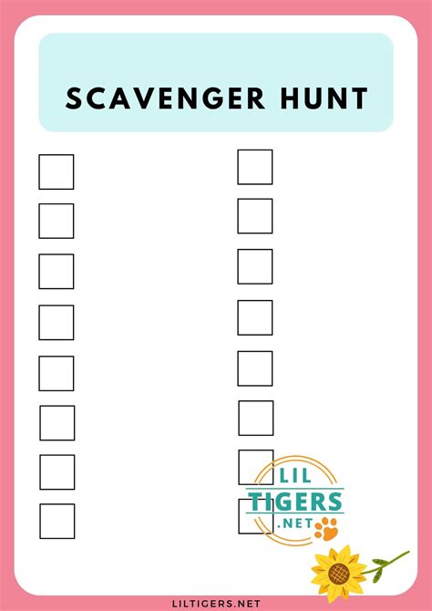 Free Printable Mother's Day Scavenger Hunt - Lil Tigers Lil Tigers