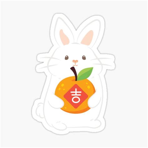 "Year of the Rabbit 2023 - Lucky Orange Rabbit " Sticker for Sale by ...