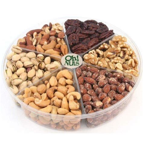 Oh! Nuts Freshly Roasted Holiday Nuts Gift Basket, Nut Gift Tray 6-section Medium Gift Tray ...