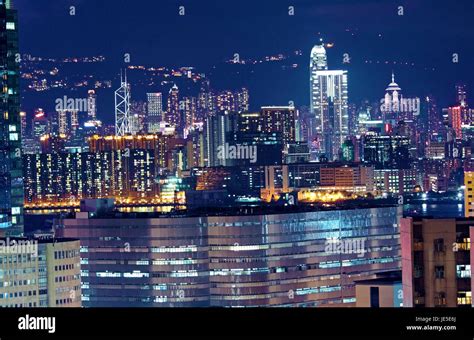 Hong Kong downtown at night Stock Photo - Alamy