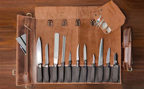 Buy RUSTIC TOWN Full Grain Leather Chef Knife Roll All Purpose Chef ...