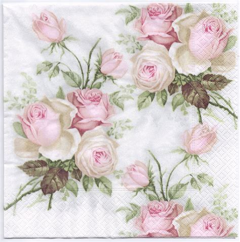 Decoupage Napkins of Pastel Rose Bouquet