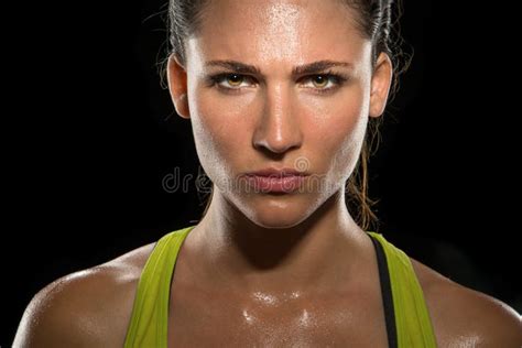 Intense Stare Eyes Determined Athlete Champion Glare Head Shot Sweaty ...