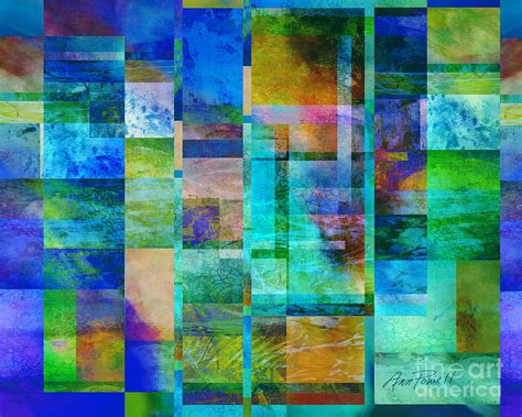 Blue Squares Abstract Art Digital Art by Ann Powell