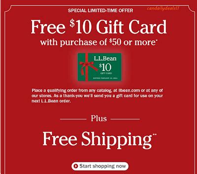 Canadian Daily Deals: L.L. Bean: Free $10 Gift Card With $50 Purchase ...