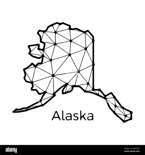 Alaska state map polygonal illustration made of lines and dots, isolated on white background. US ...