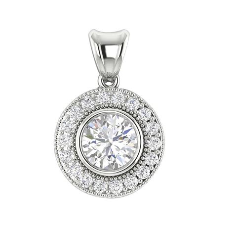 SI1 H 1.00Carat Round Diamond Cluster Pendant Necklace 14Kt White Gold Appraisal