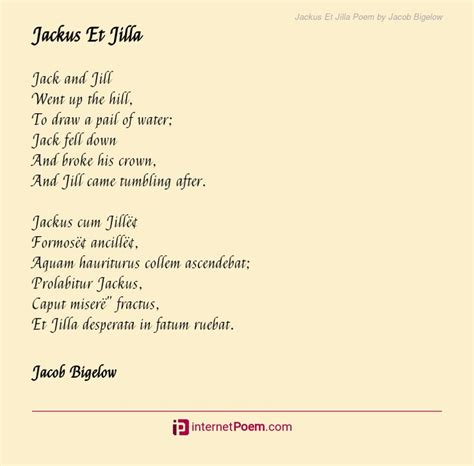 Jack and Jill Poem by Jacob Bigelow