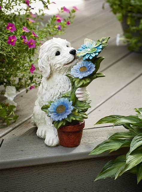 12” Solar Dog Statue- Poodle - Outdoor Living - Outdoor Decor - Lawn Ornaments & Statues