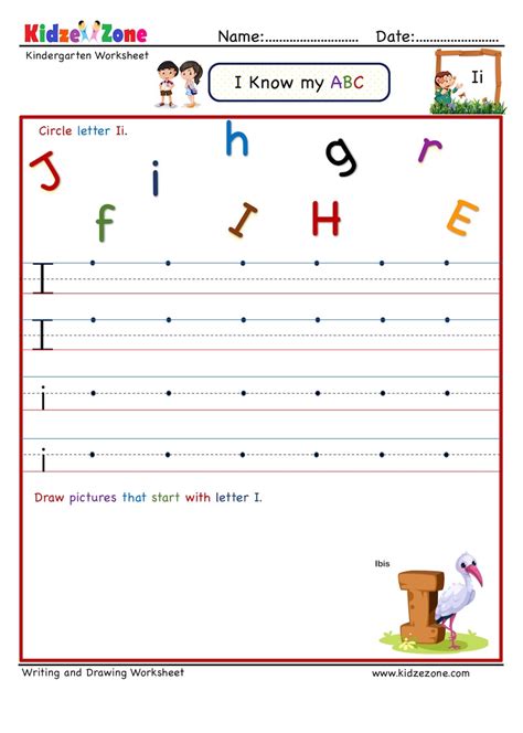 Kindergarten Letter Writing worksheets - Letter I - KidzeZone