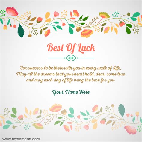 Create Online Best Of Luck Greeting Card Myname