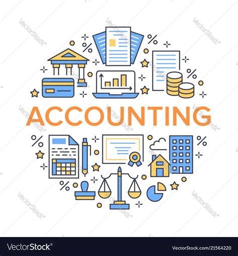 Financial accounting circle poster with flat line Vector Image