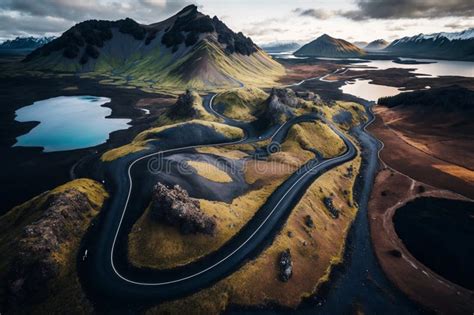 Drone Photography of a Captivating Aerial View of a Scenic Road in ...