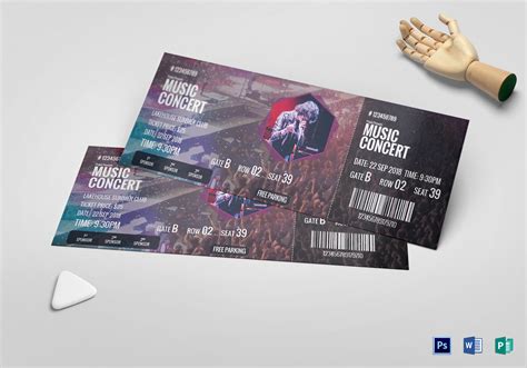 Music Concert Ticket Design Template in PSD, Word, Publisher, Pages