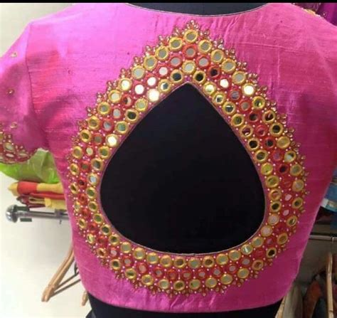 Mirror Work Blouses Images in 2020 | Mirror work blouse, Neck designs, Work blouse