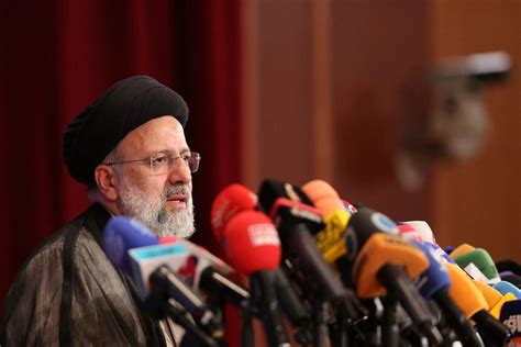 TEHRAN, IRAN – JUNE 21: Iran’s new President Ebrahim Raisi speaks during his first press ...