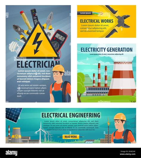 Electrician energy poster. Electrician profession infographics poster ...