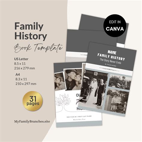 Family History Book Template / Family Heritage / Genealogy / - Etsy