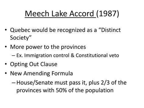 PPT - Meech Lake Accord, Charlottetown Accord & the 1995 Referendum ...