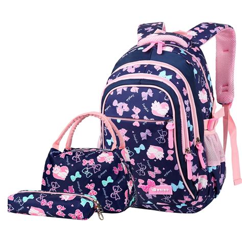 Kids School Backpack-Vbiger Kids Girls School Backpack Set 3 in 1 Student Bookbag+Lunch Tote Bag ...