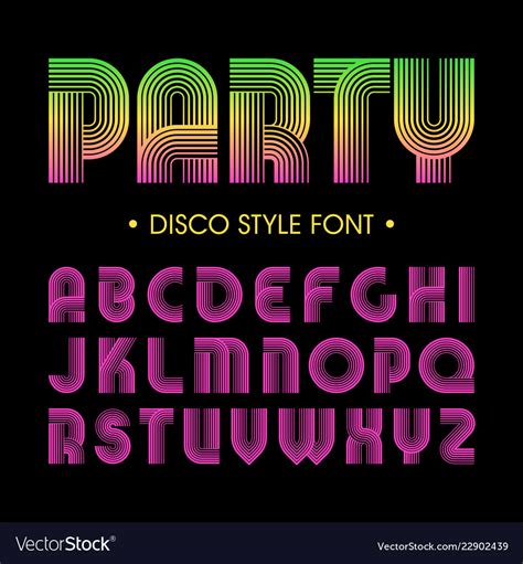 Disco party style font Royalty Free Vector Image