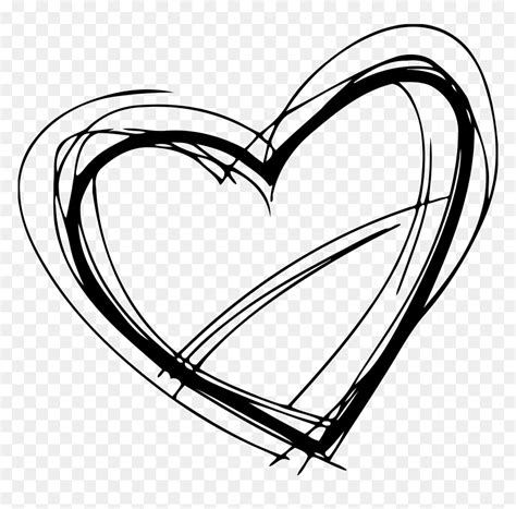 Sketched Heart Clipart Png Free Download Clipart - Black And White ...