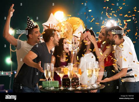 Young people at birthday party in club Stock Photo - Alamy