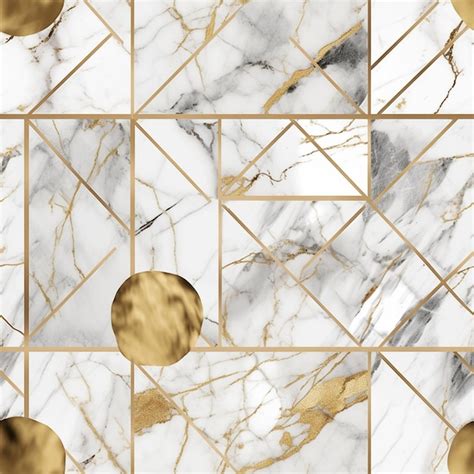 Premium AI Image | Gold and white marble pattern with a gold geometric design