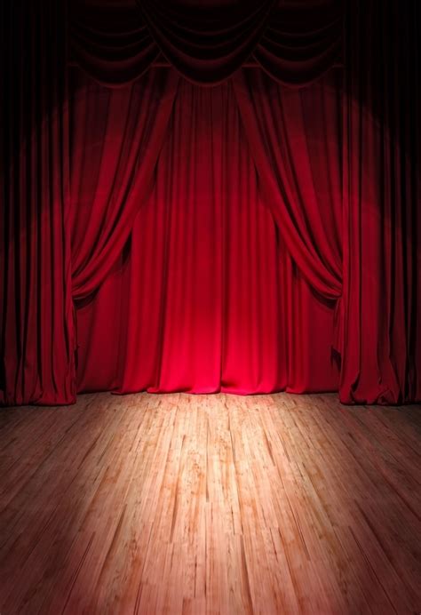 Large Red Curtain Wood Floor Theatre Stage Background Studio Photo ...