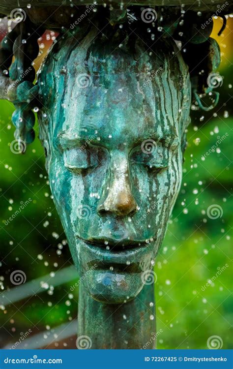 Crying Fountain with Termal Water in Karlovy Vary Stock Image - Image of green, head: 72267425