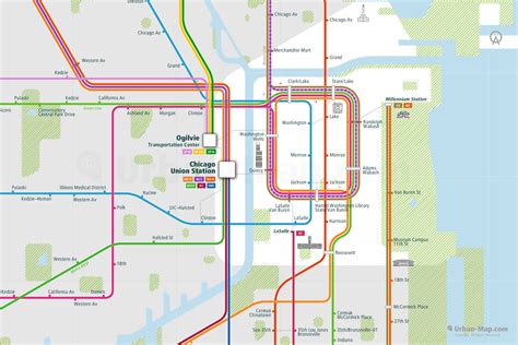 Chicago Rail Map - City train route map, your offline travel guide