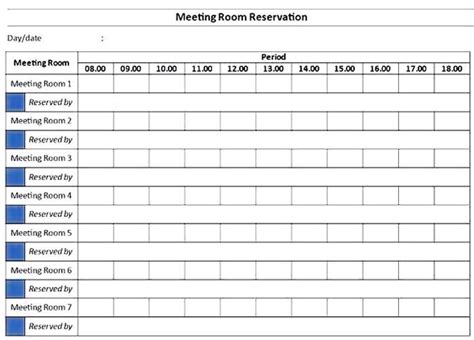 Conference Room Schedule Template