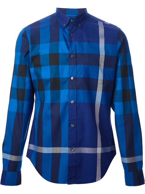 Burberry Brit Check Shirt in Blue for Men | Lyst