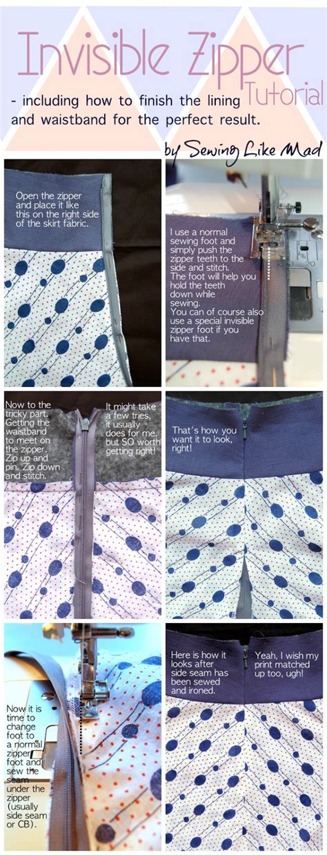 Sewing Like Mad: Invisible zipper tutorial - including tips to finish the lining and waistband ...