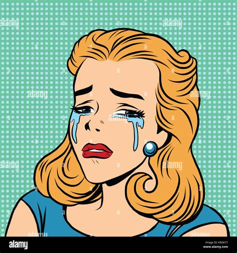 Emoji retro tears cry girl emoticons Stock Photo - Alamy