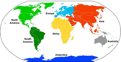 Map of The 7 Continents | Seven Continents Map Printable - Digitally ...