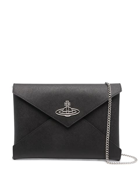 Vivienne Westwood Orb-logo Envelope Clutch Bag In Black | ModeSens