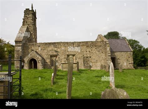 Ruins of St Martin's church at Wharram Percy, the medieval village in ...