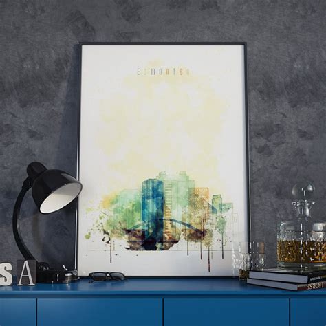 Edmonton Wall Art, Edmonton Poster Print, Edmonton Watercolor City ...