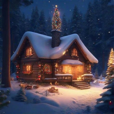 Premium AI Image | christmas village house snow night christmas house ...