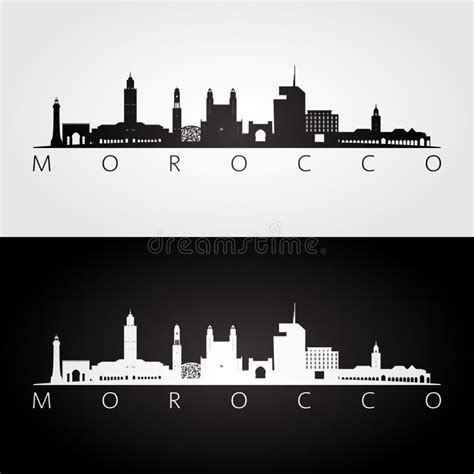 Morocco Skyline and Landmarks Silhouette Stock Vector - Illustration of arch, casablanca: 241994422