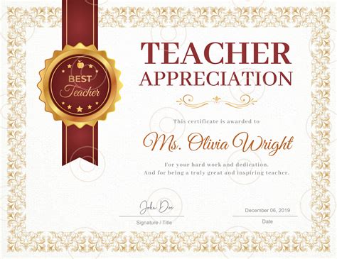 Teachers Appreciation Certificate Templates