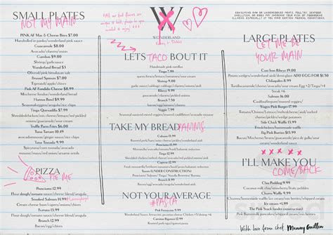 Wonderland menus in Raleigh, North Carolina, United States