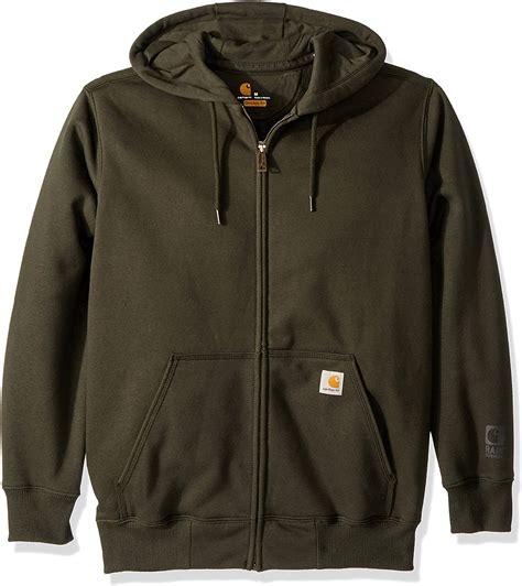 Carhartt Men's Rain Defender Paxton Heavyweight Hooded Zip Front Sweatshirt, peat - Berkeley ...